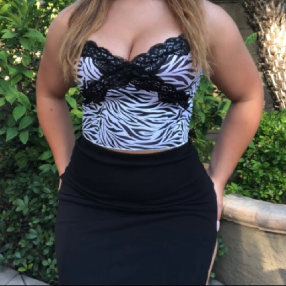 zebra print lace tank top